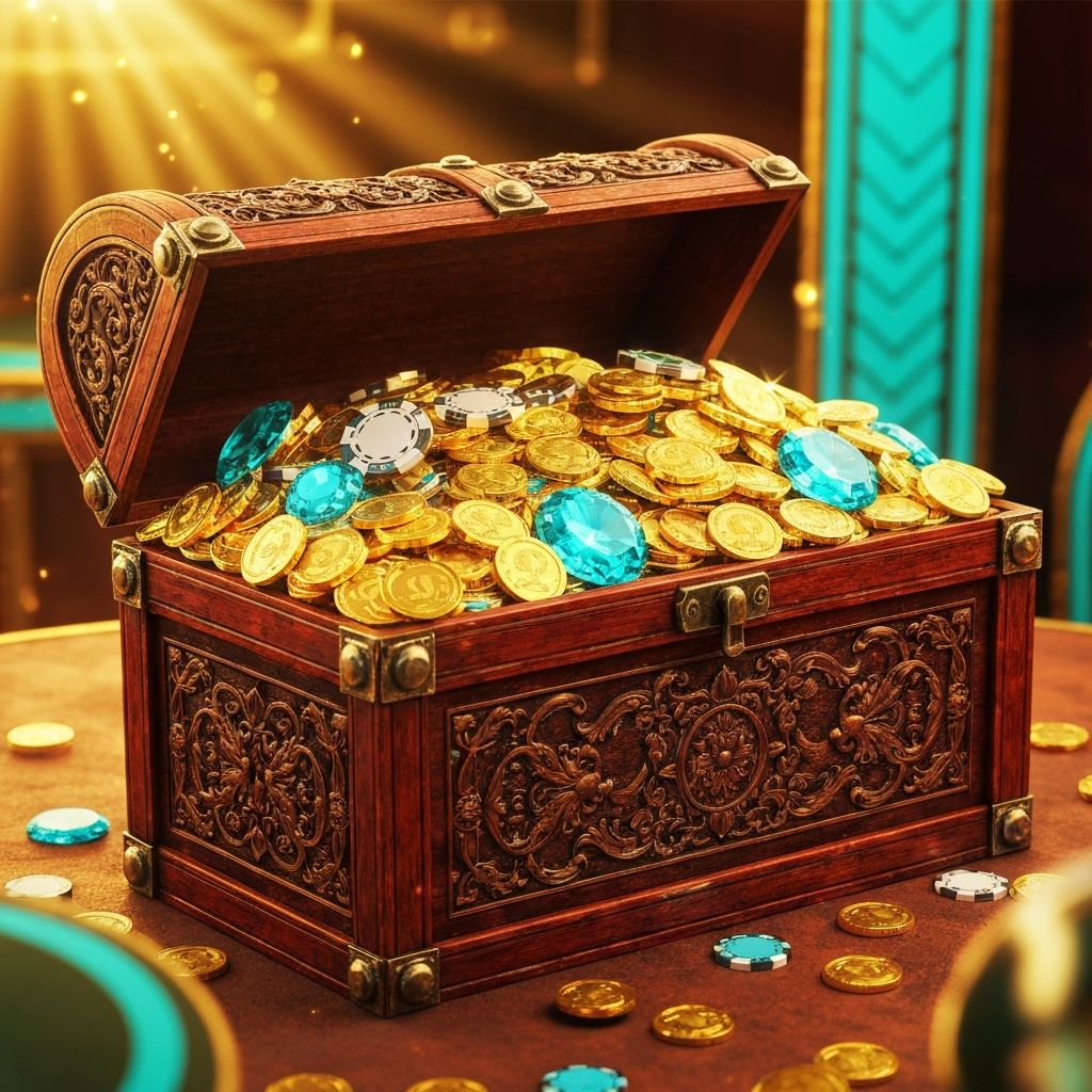 Skrzynka skarbów ze złotymi monetami